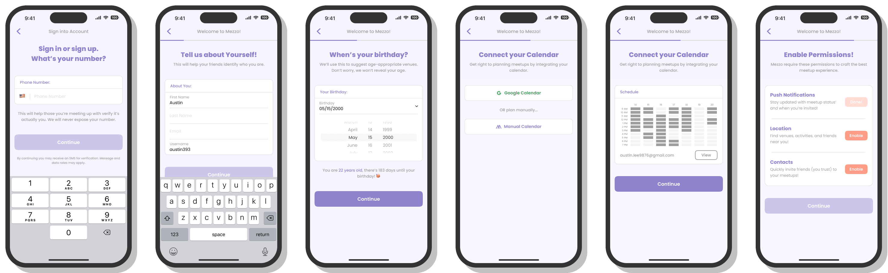 Mezzo onboarding screens