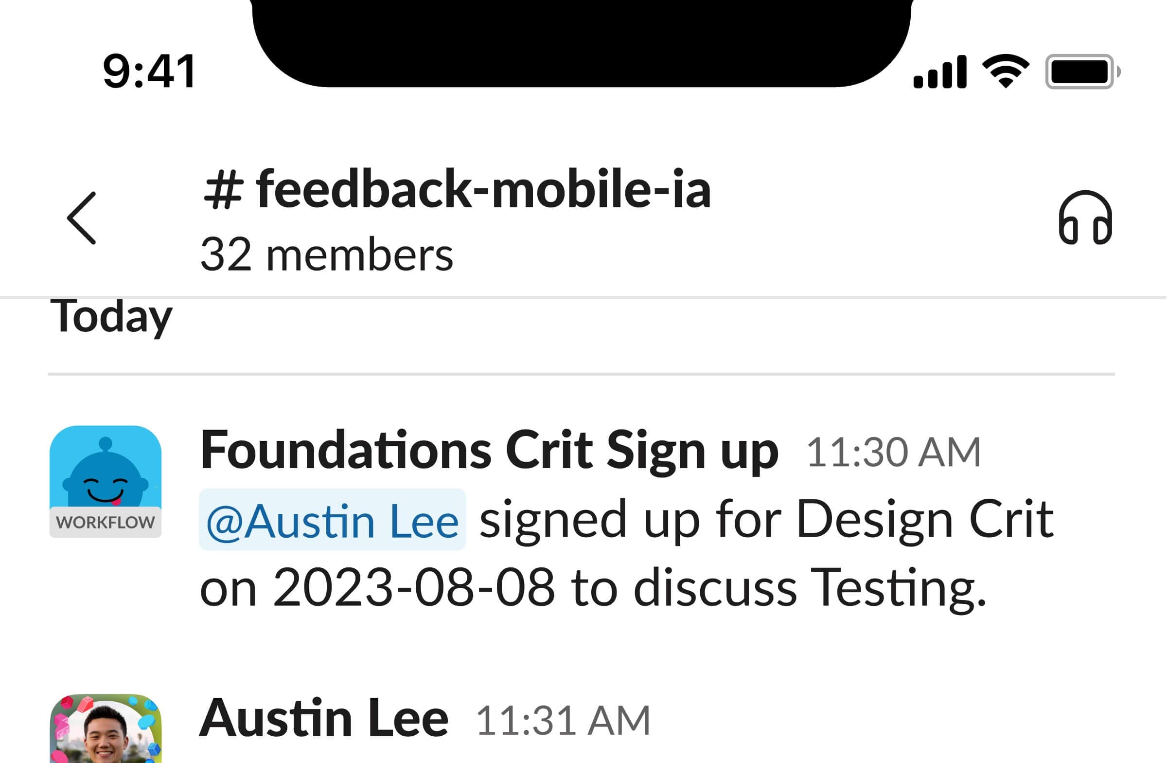 Automated Slack message mobile iteration