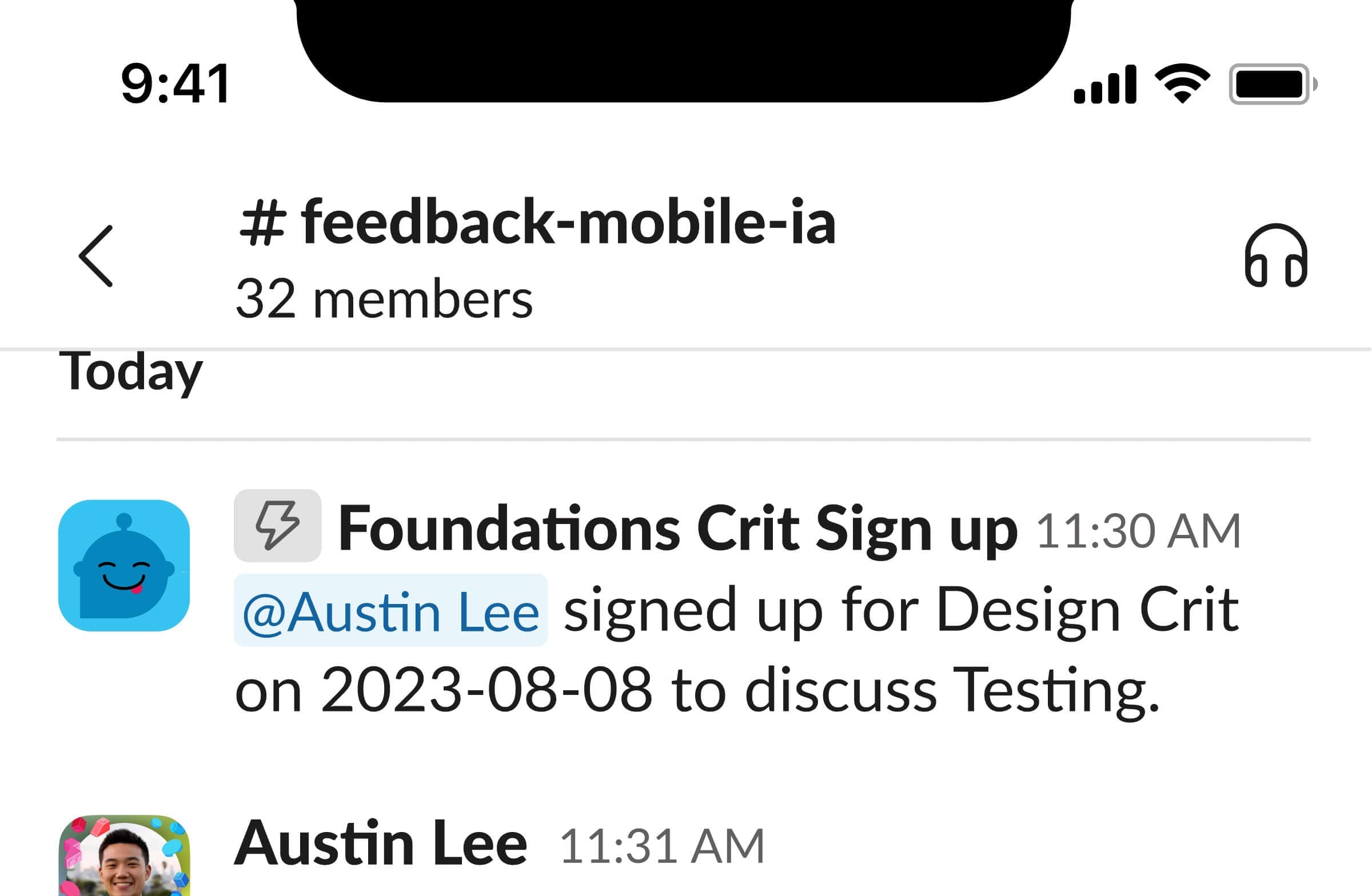 Automated Slack message mobile iteration