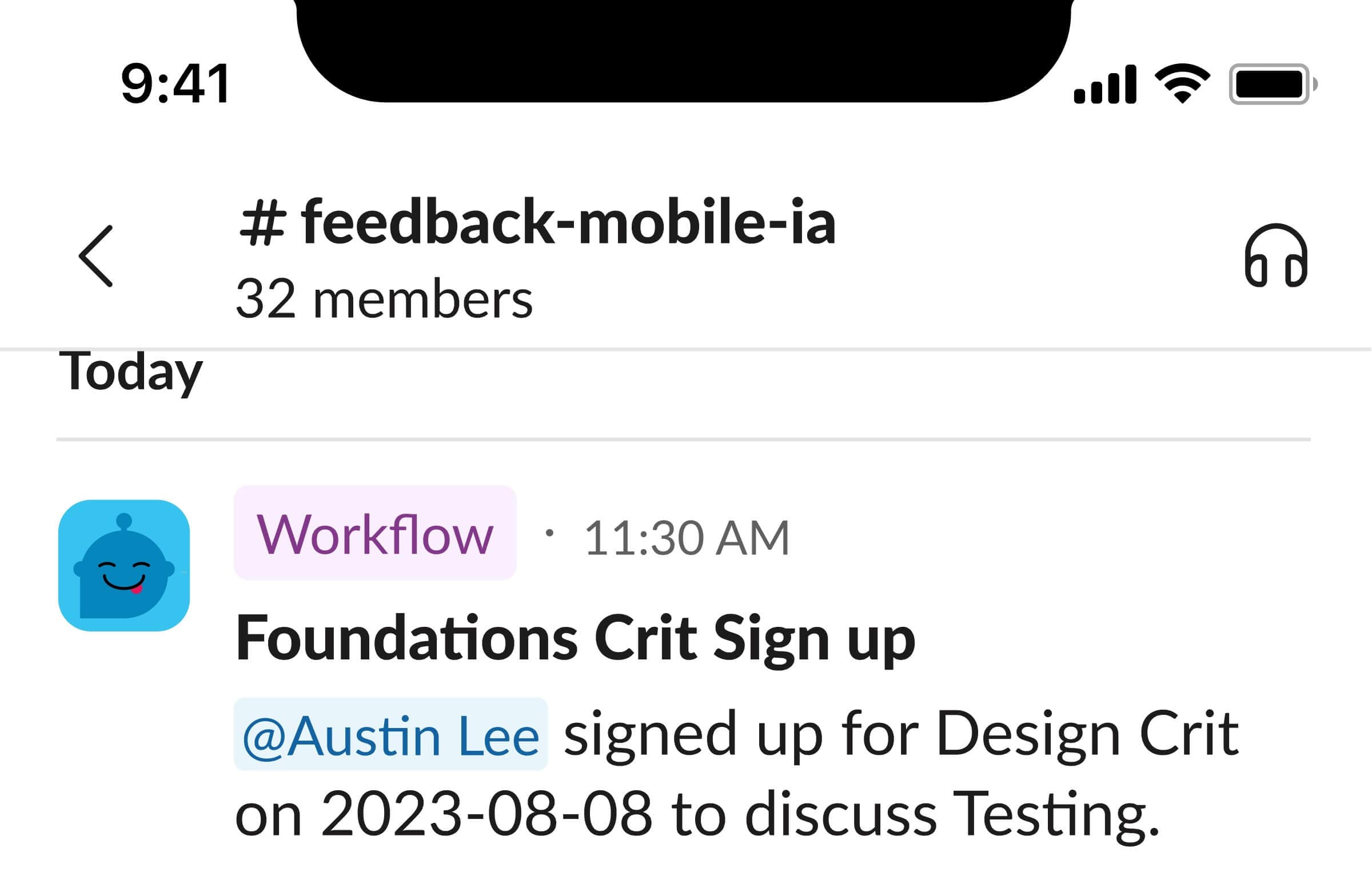 Automated Slack message mobile iteration