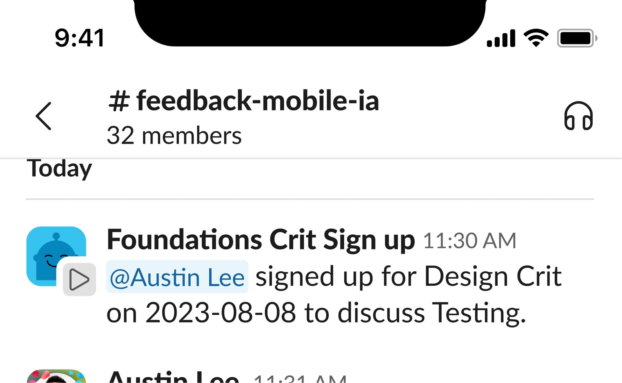 New automated Slack message on mobile