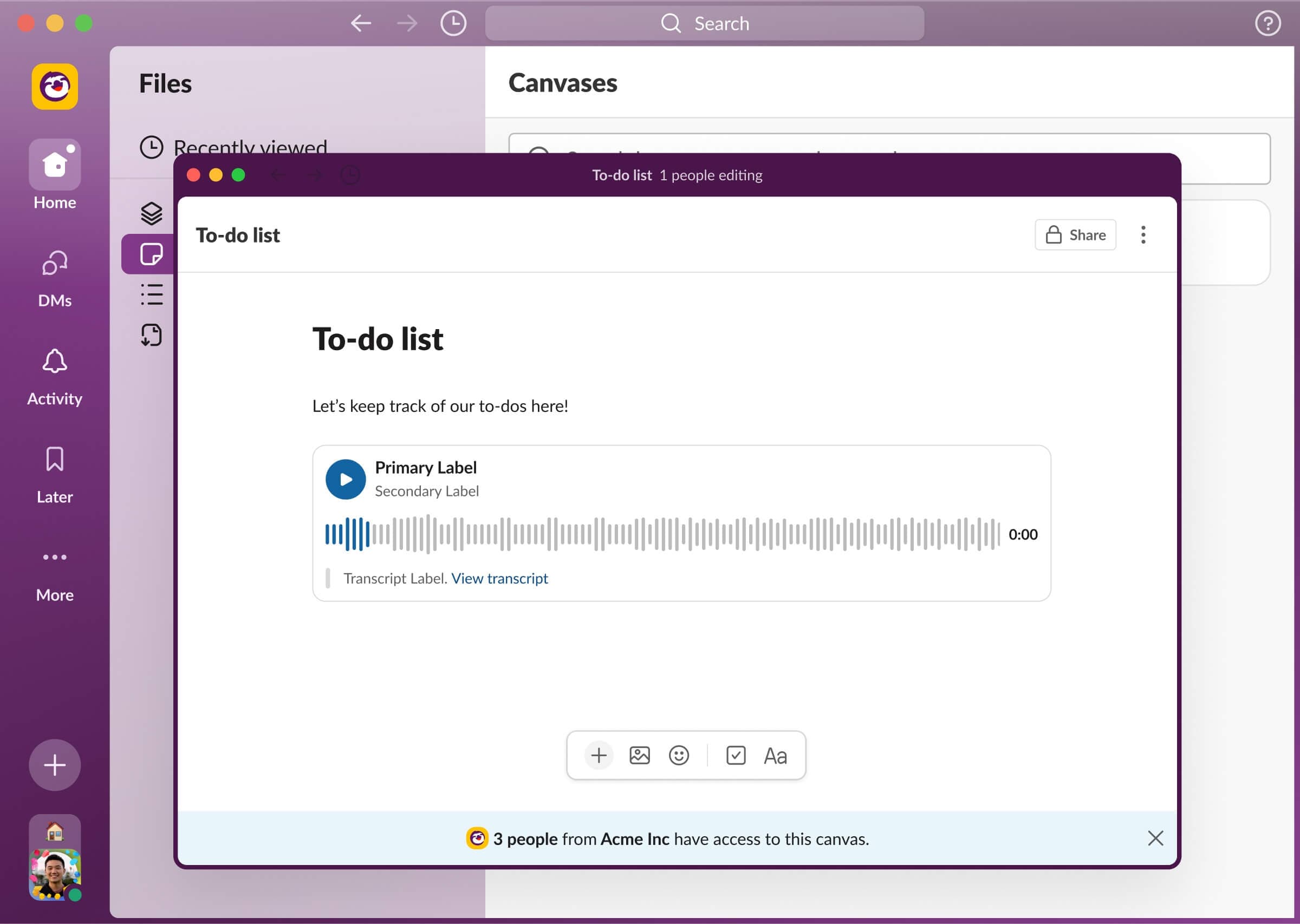 Updated Slack audio clip design