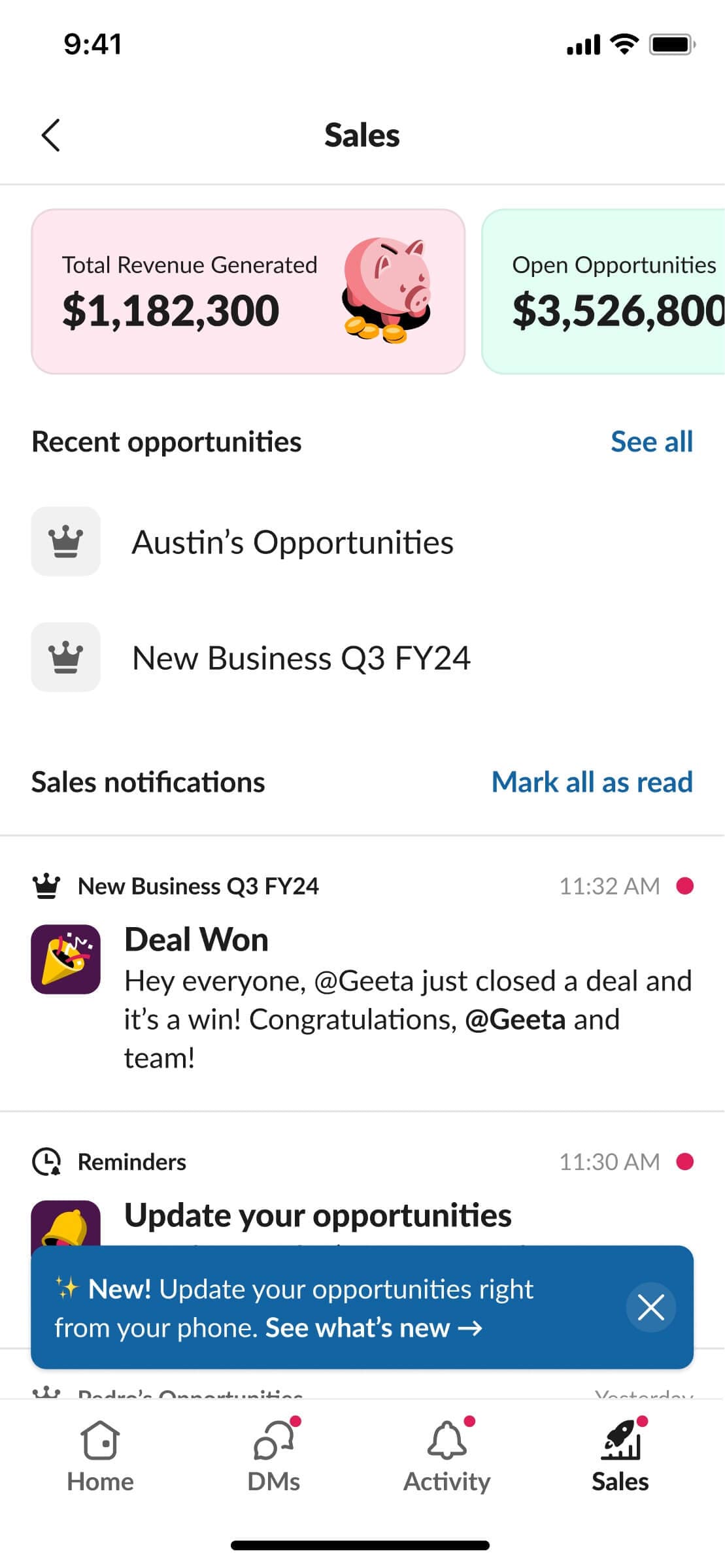 Slack Sales Elevate mobile new user experience