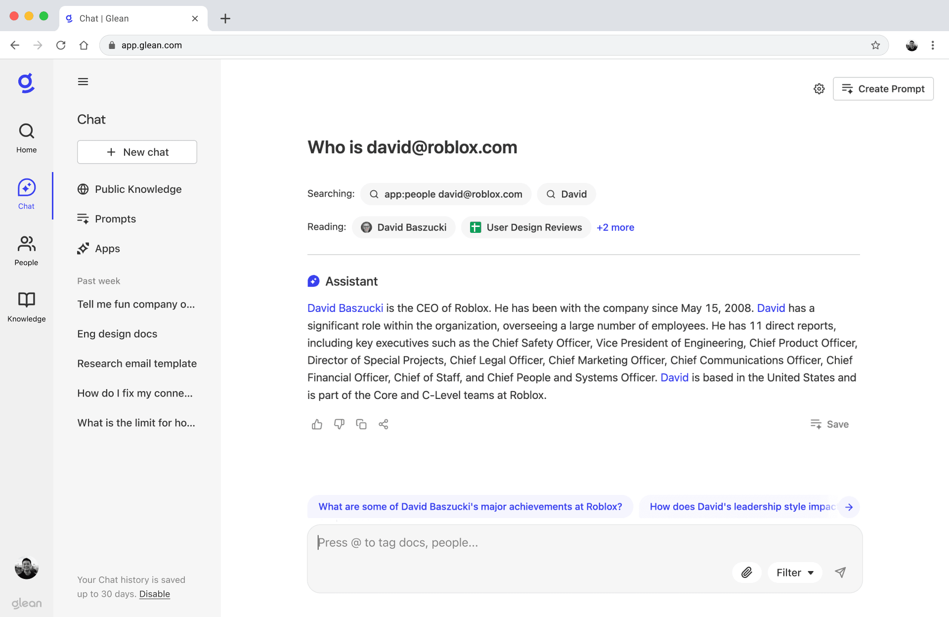 Glean assistant chat with composer